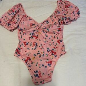 LoveShackFancy Floral Puffed Sleeve One Piece - Multi Floral - Small - $199